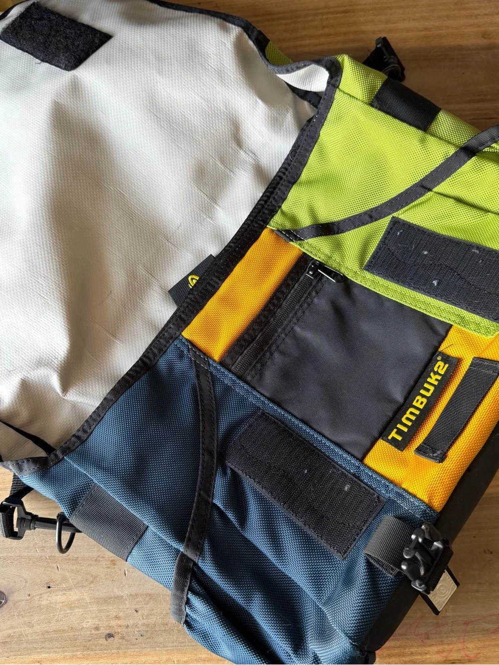Timbuk2 Tri-Panel Messenger Bag in Lime, Gold, and Slate